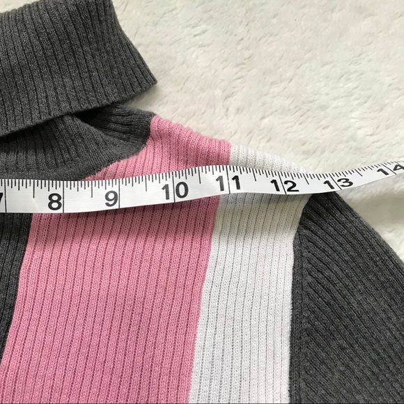 Beechers Brook Turtleneck Colorblock Shirt Raglan Sleeve Gray White Pink - Picture 5 of 7